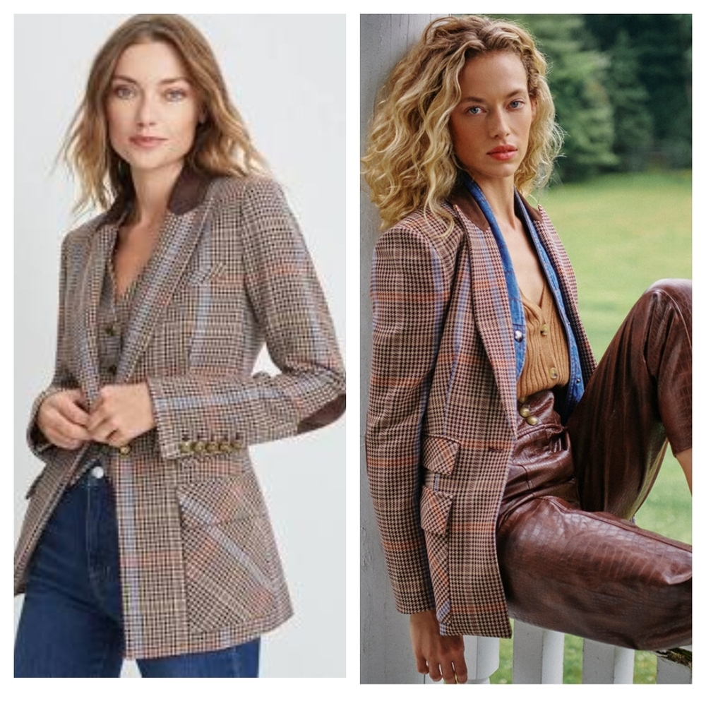 Veronica Beard Destry Houndstooth Tweed Dickey Jacket Blazer Size 14 Plus Runway